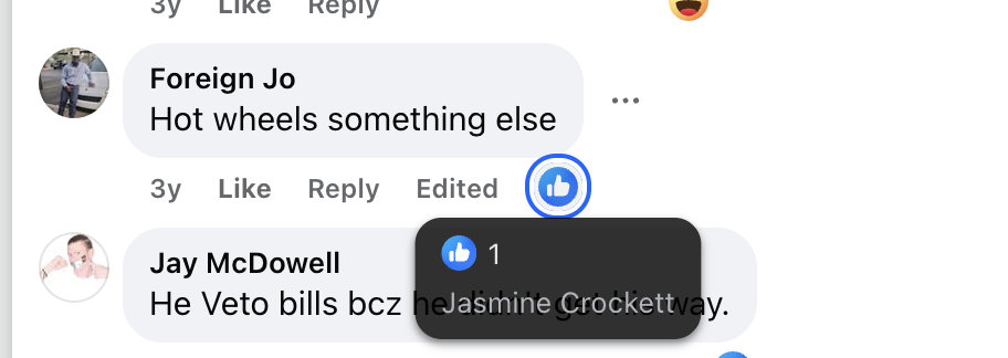 Jasmine Crockett ‘Liked’ Posts Calling Abbott ‘Hot Wheels’ in 2021, Undercutting Her Explanation for Deriding Wheelchair-Bound Governor